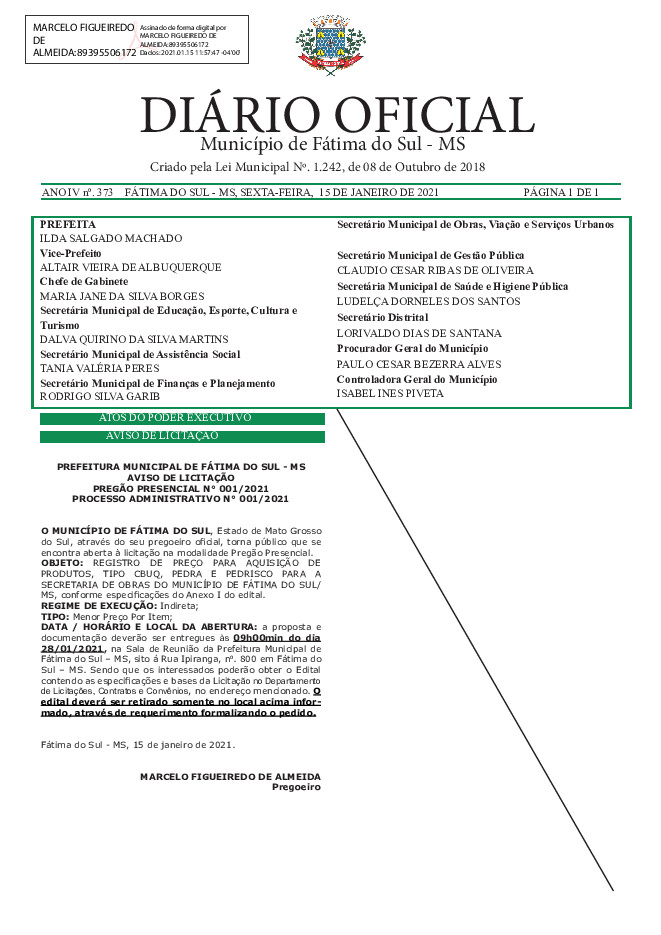 Diário Oficial - Edição nº 373