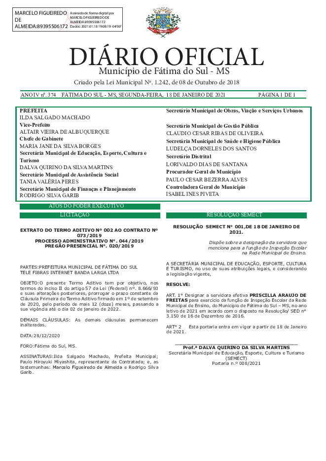 Diário Oficial - Edição nº 374