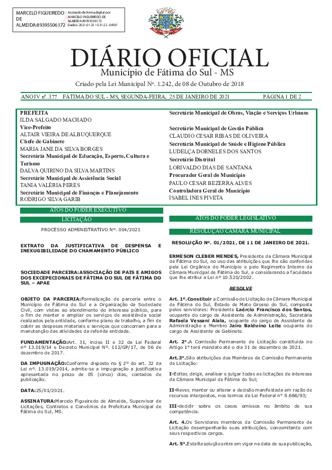 Diário Oficial - Edição nº 377