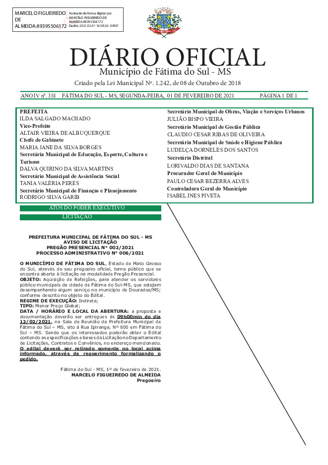 Diário Oficial - Edição nº 381