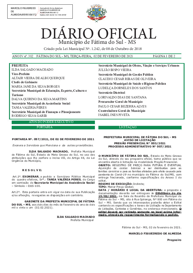 Diário Oficial - Edição nº 382