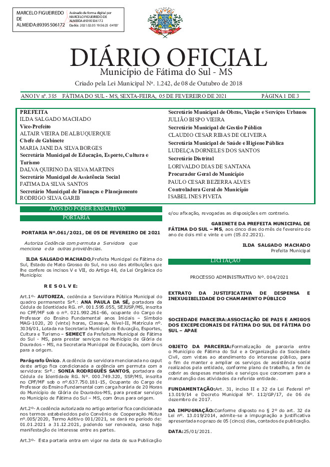 Diário Oficial - Edição nº 385