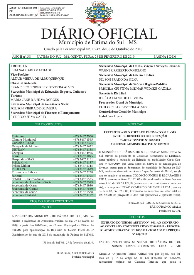 Diário Oficial - Edição nº 38