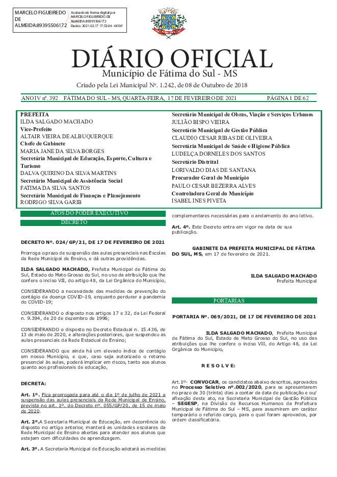 Diário Oficial - Edição nº 392