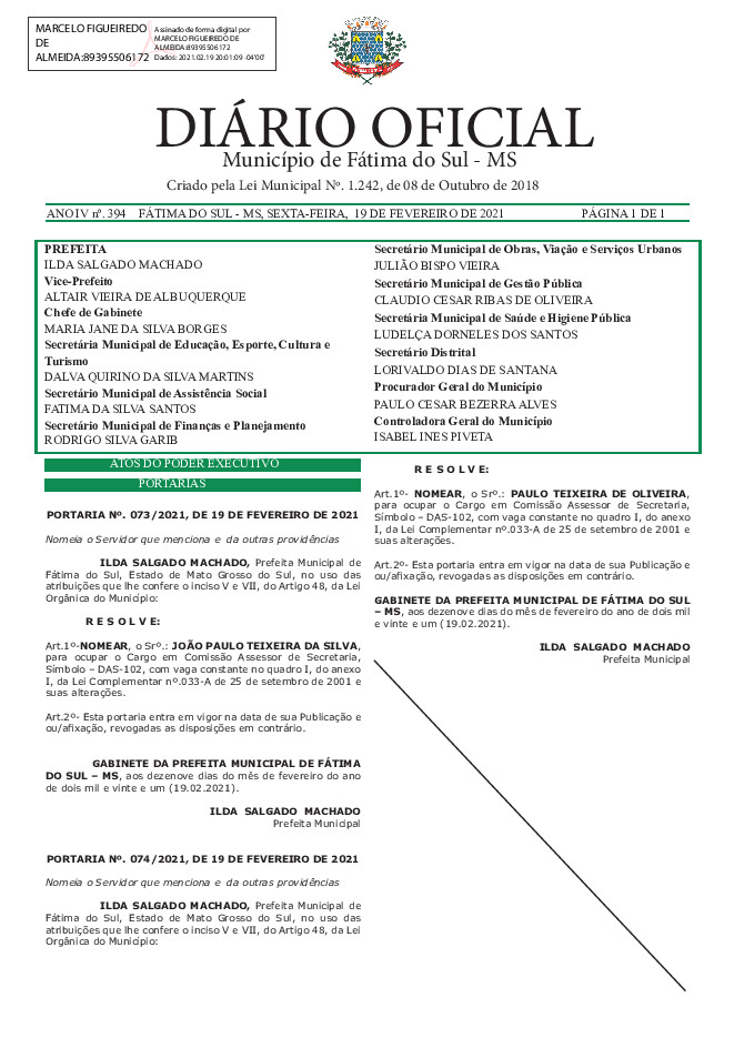 Diário Oficial - Edição nº 394