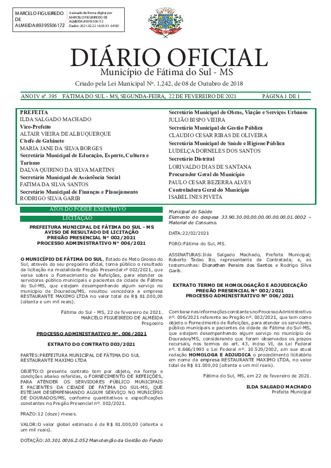 Diário Oficial - Edição nº 395