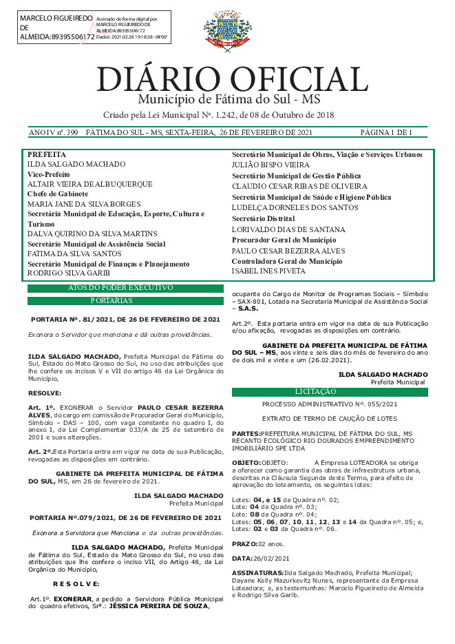 Diário Oficial - Edição nº 399