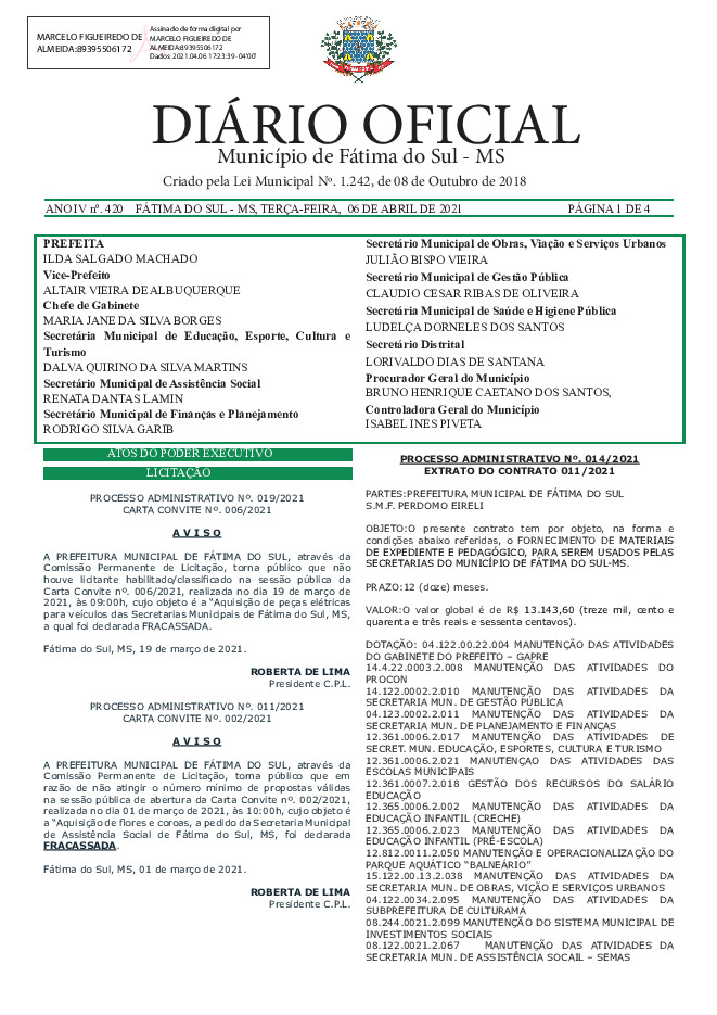 Diário Oficial - Edição nº 420