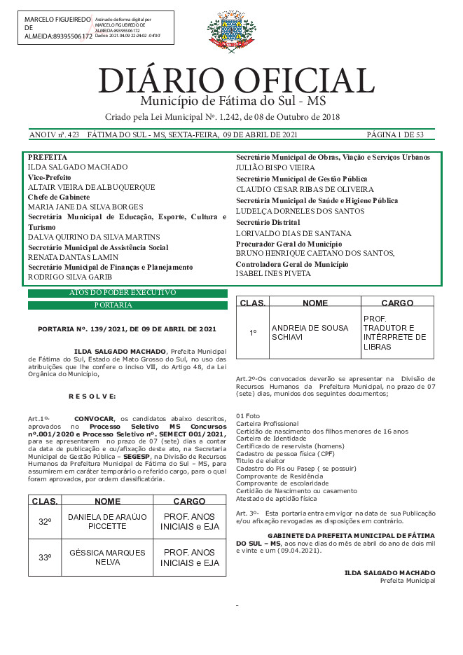 Diário Oficial - Edição nº 423