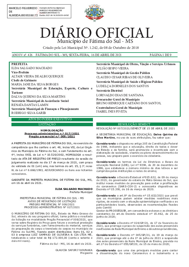 Diário Oficial - Edição nº 426