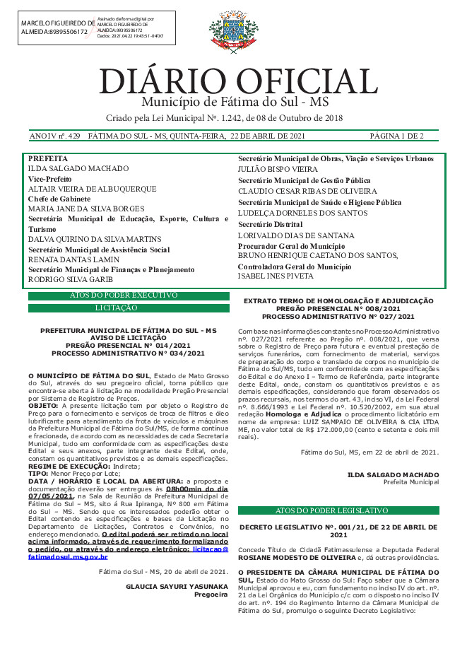 Diário Oficial - Edição nº 429