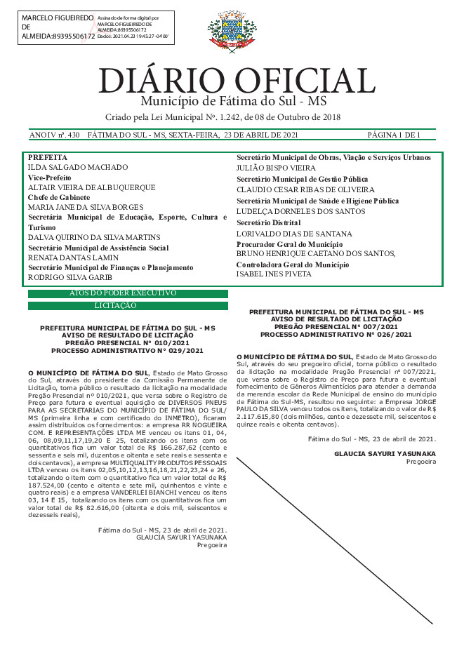 Diário Oficial - Edição nº 430