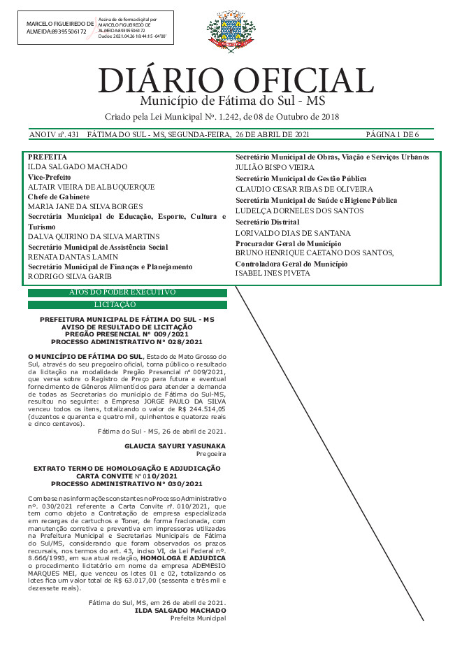 Diário Oficial - Edição nº 431