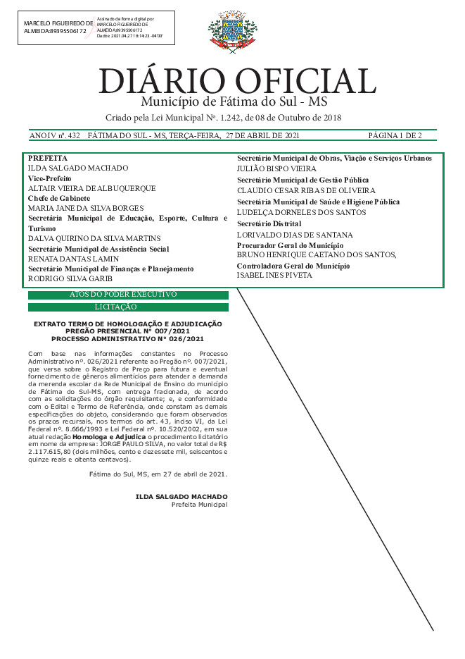 Diário Oficial - Edição nº 432