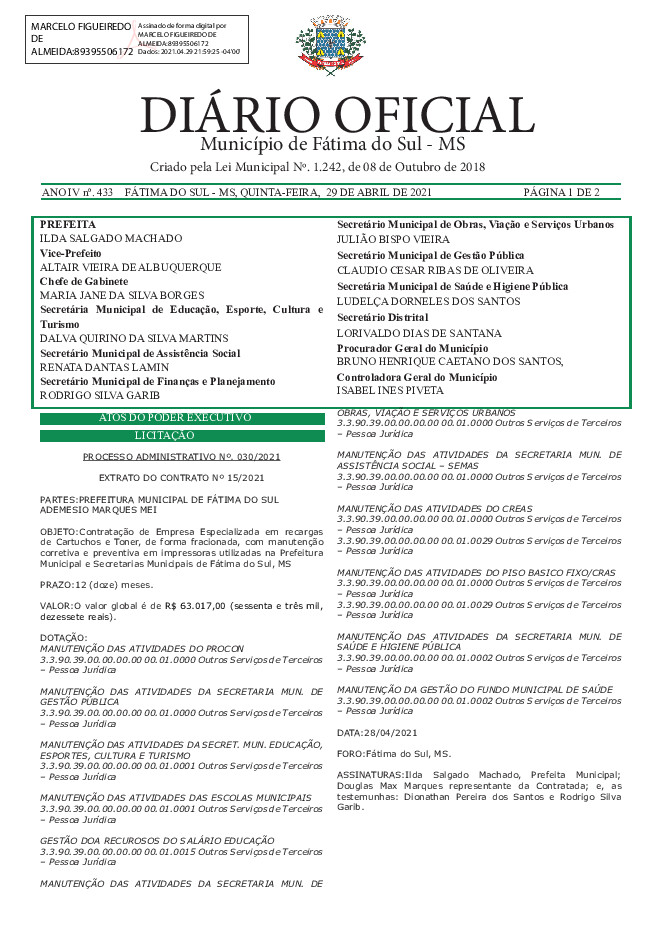 Diário Oficial - Edição nº 433