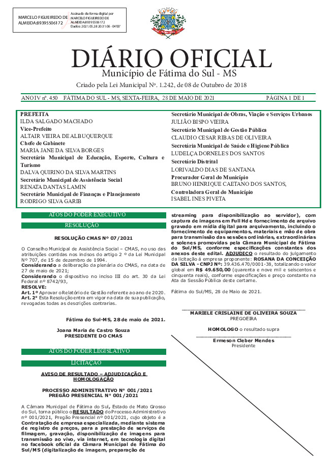 Diário Oficial - Edição nº 450