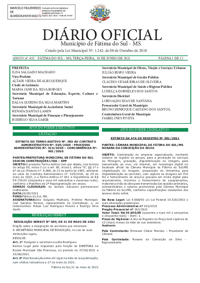 Diário Oficial - Edição nº 452