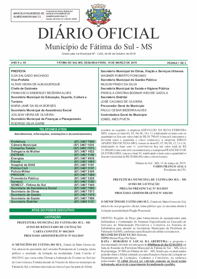 Diário Oficial - Edição nº 45