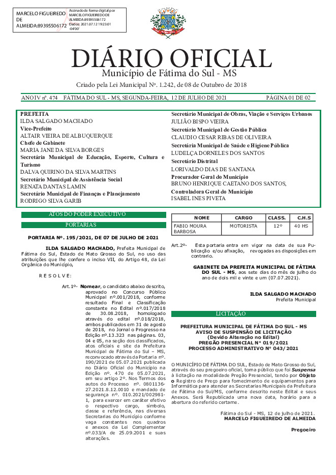 Diário Oficial - Edição nº 474