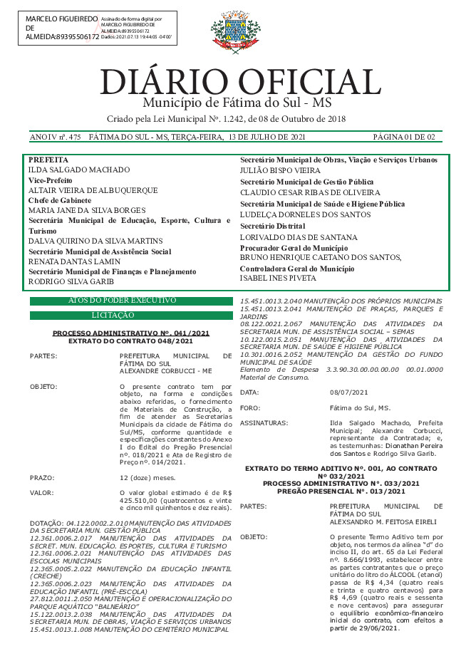 Diário Oficial - Edição nº 475