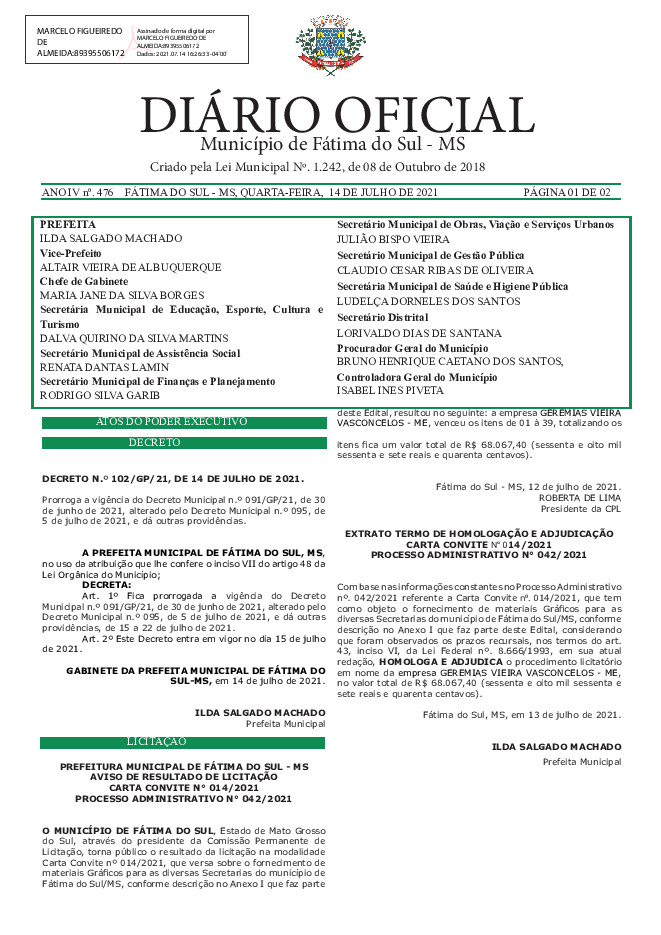 Diário Oficial - Edição nº 476