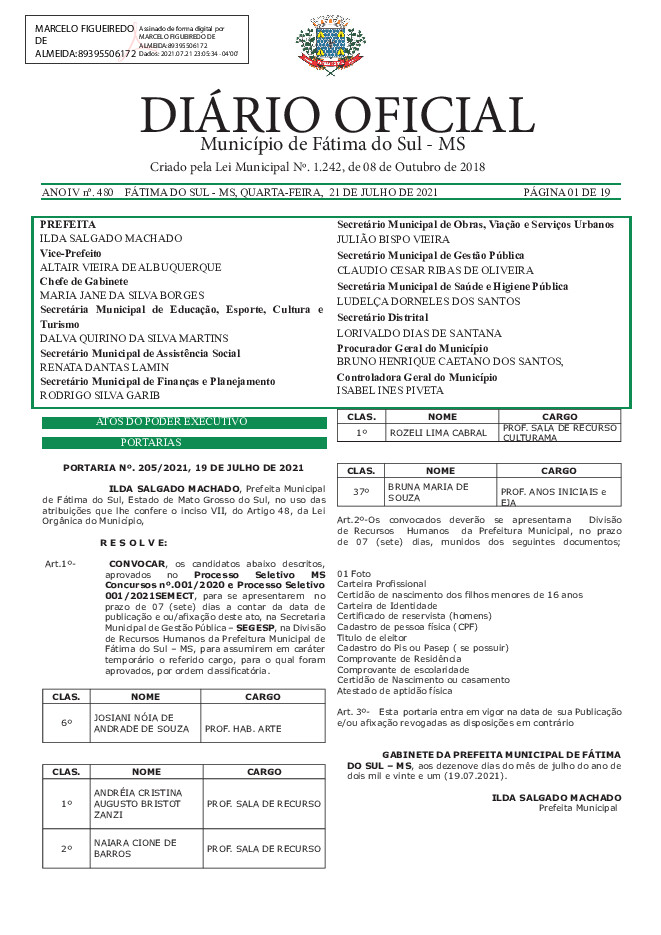 Diário Oficial - Edição nº 480