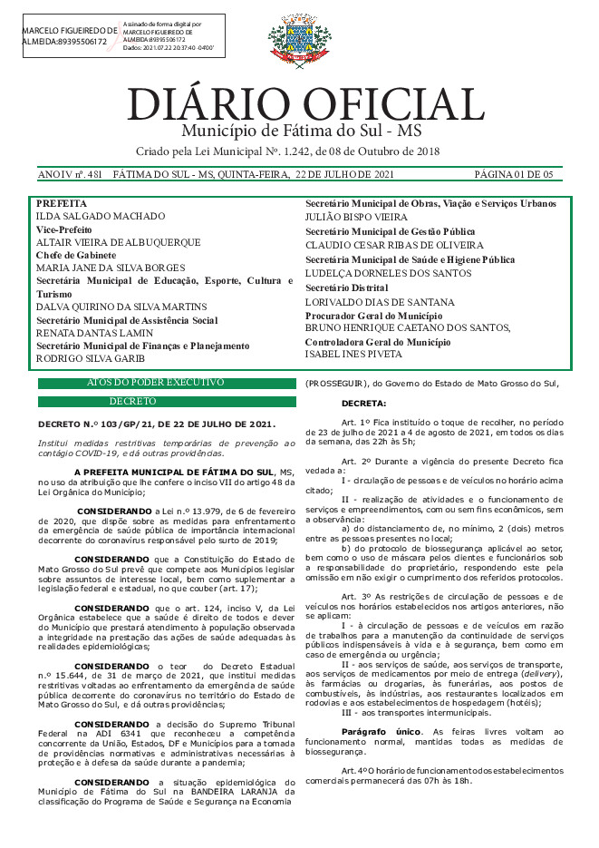 Diário Oficial - Edição nº 481