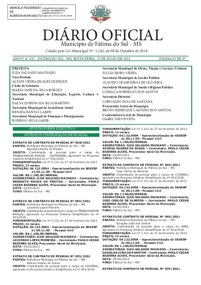 Diário Oficial - Edição nº 482