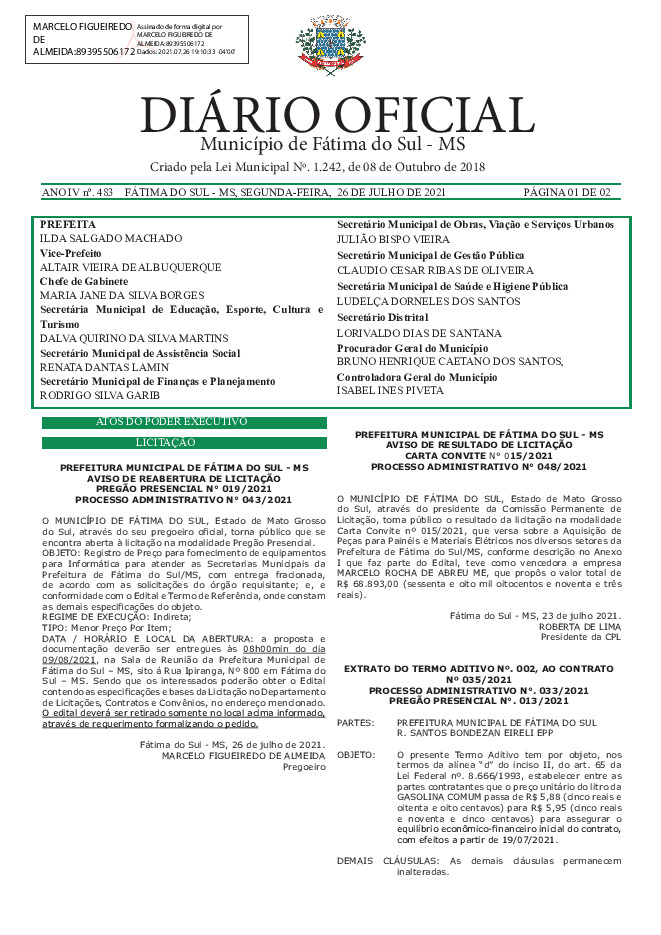 Diário Oficial - Edição nº 483