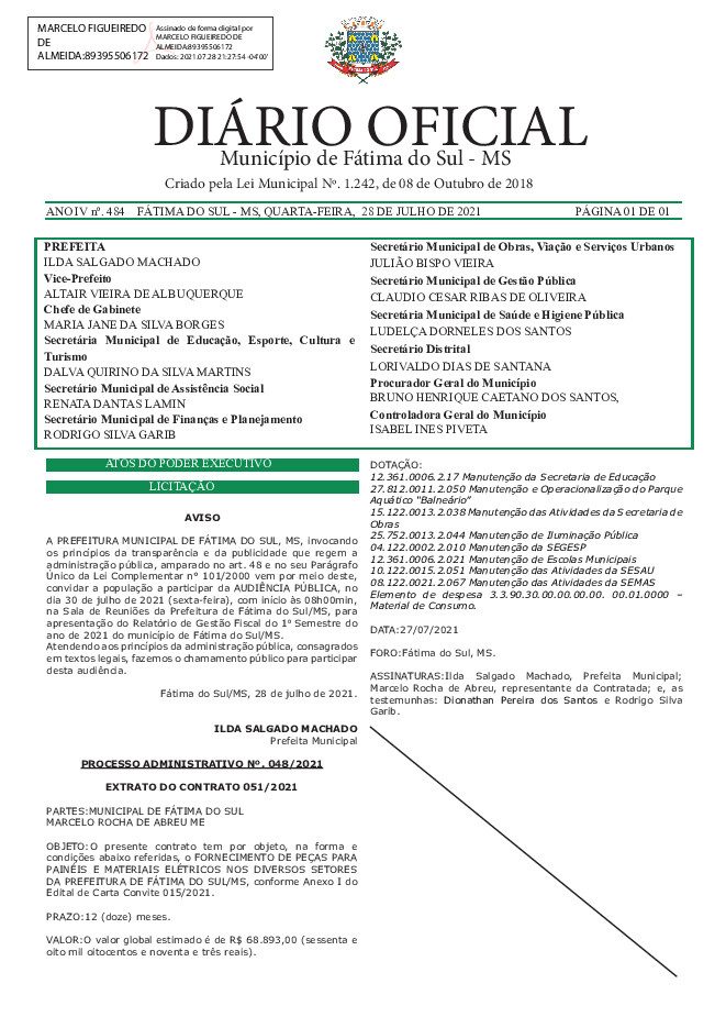 Diário Oficial - Edição nº 484