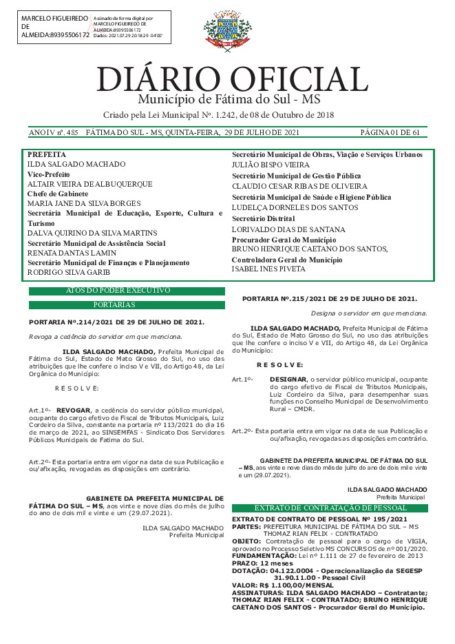 Diário Oficial - Edição nº 485