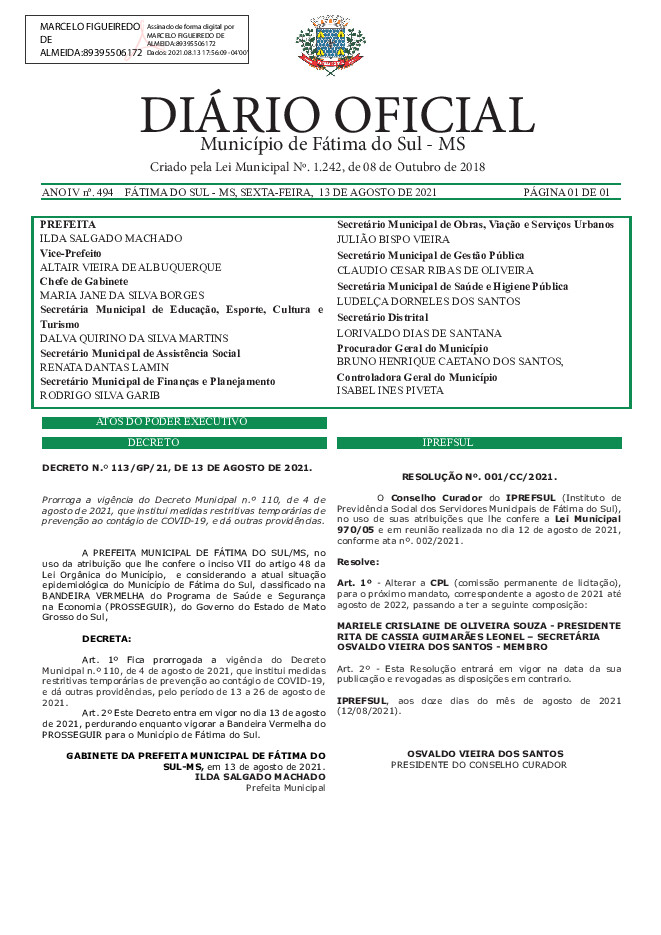 Diário Oficial - Edição nº 494