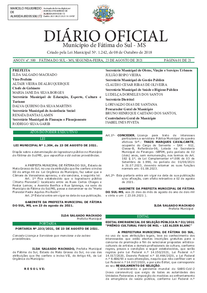 Diário Oficial - Edição nº 500