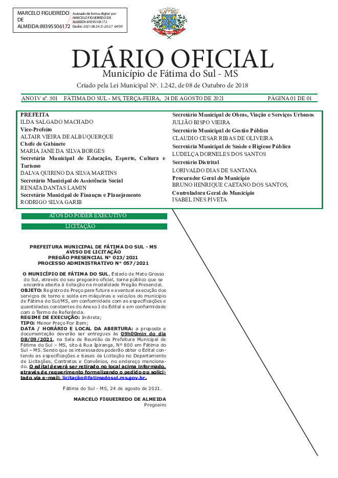 Diário Oficial - Edição nº 501