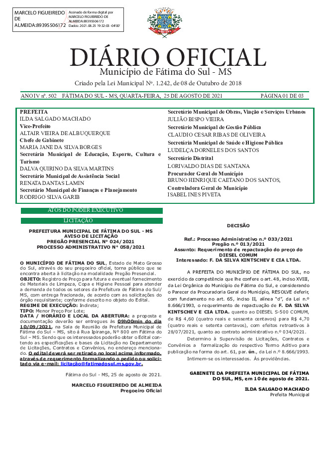 Diário Oficial - Edição nº 502