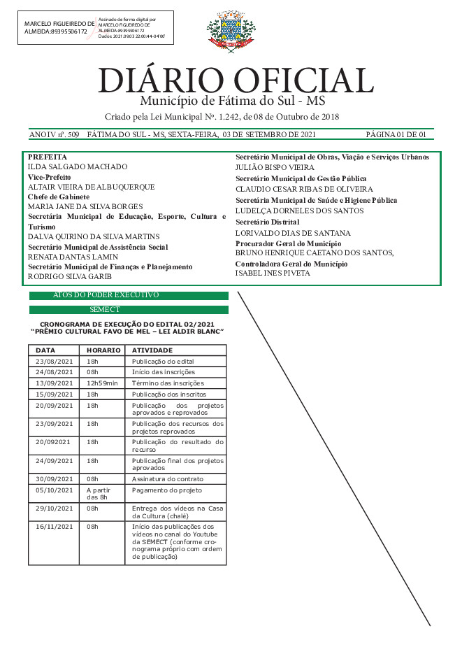 Diário Oficial - Edição nº 509