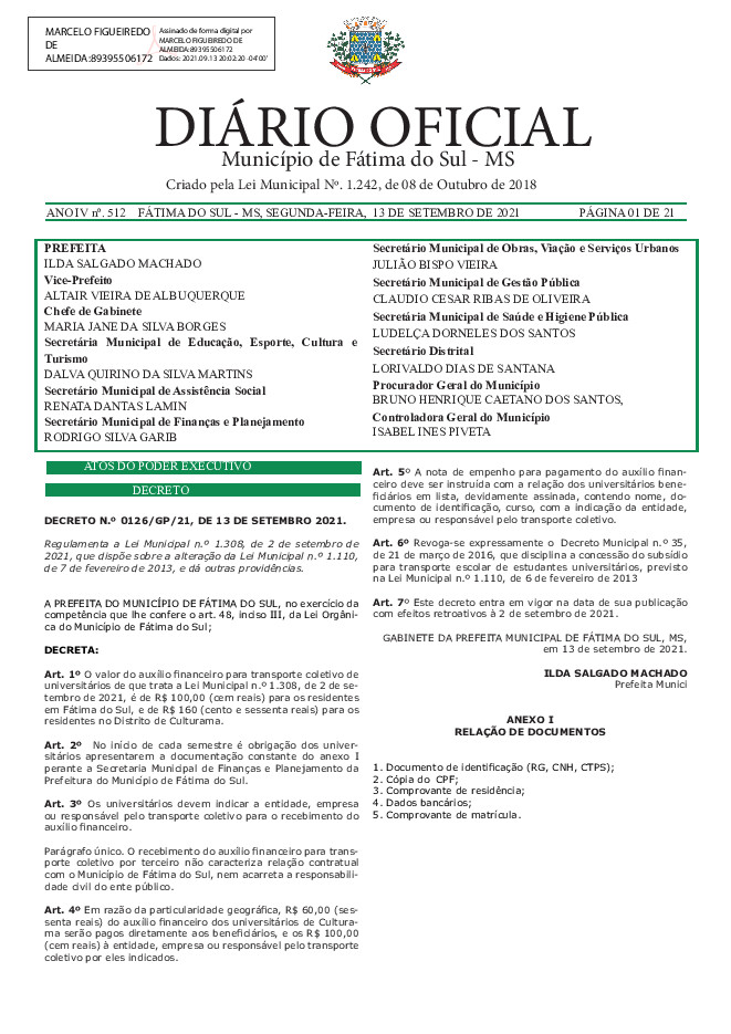 Diário Oficial - Edição nº 512