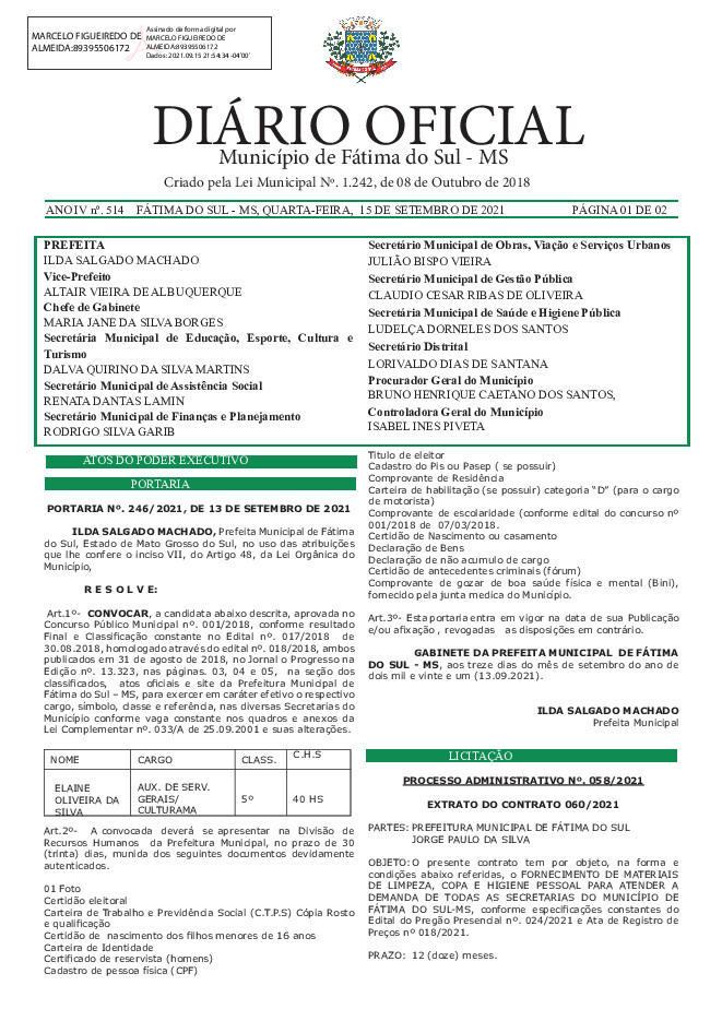 Diário Oficial - Edição nº 514