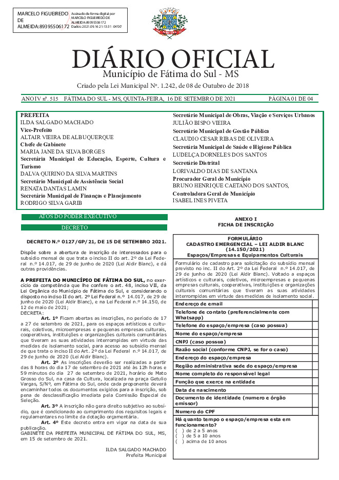 Diário Oficial - Edição nº 515