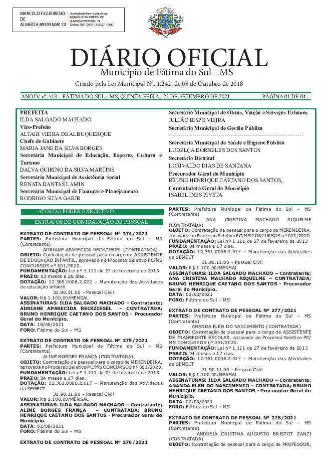 Diário Oficial - Edição nº 518