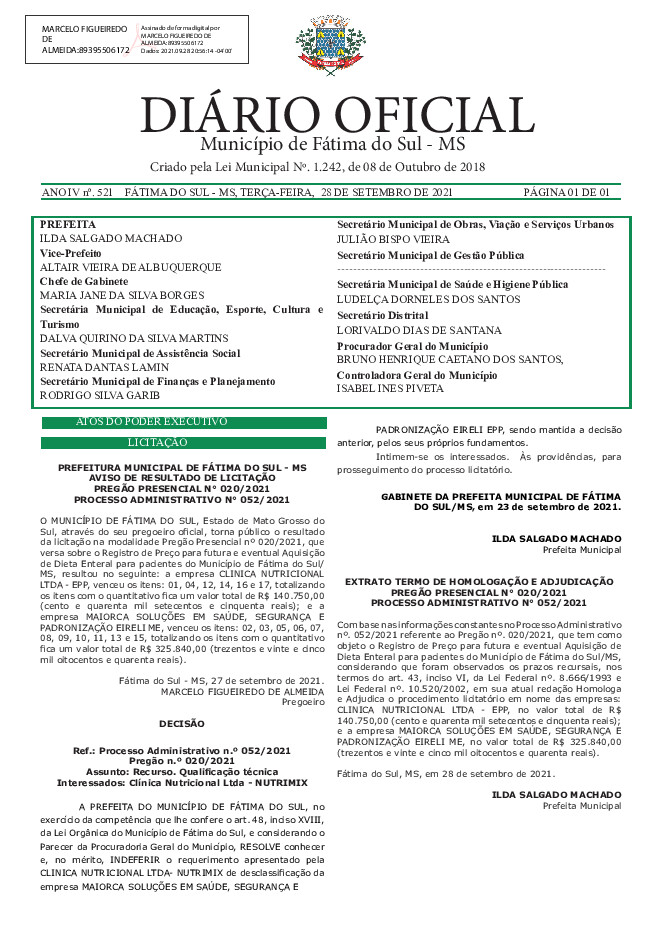 Diário Oficial - Edição nº 521