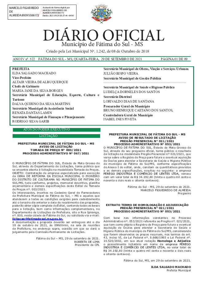 Diário Oficial - Edição nº 522