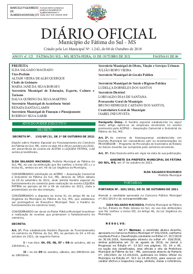 Diário Oficial - Edição nº 523