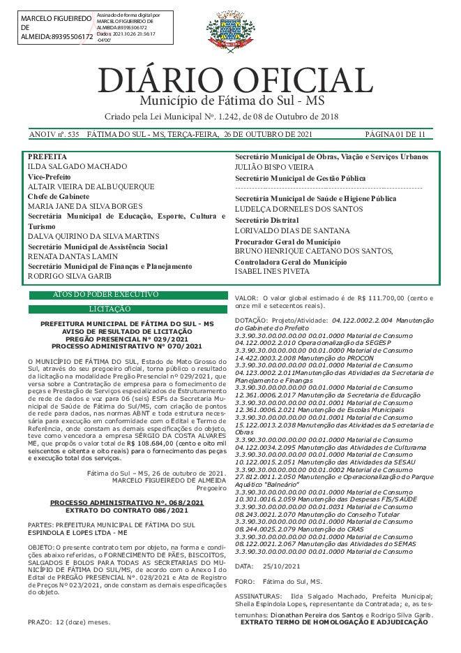 Diário Oficial - Edição nº 535