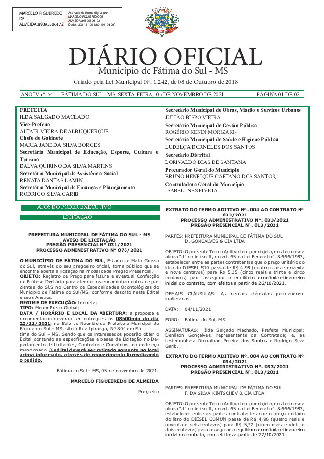 Diário Oficial - Edição nº 541