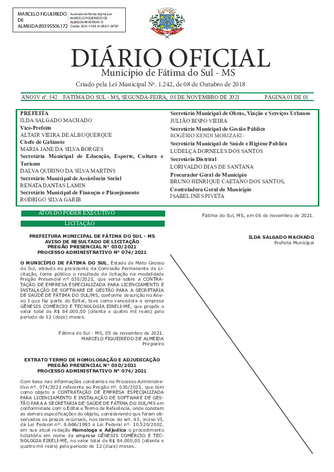 Diário Oficial - Edição nº 542