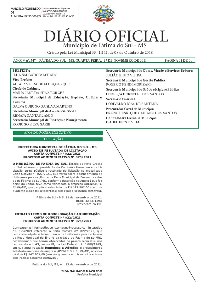 Diário Oficial - Edição nº 547