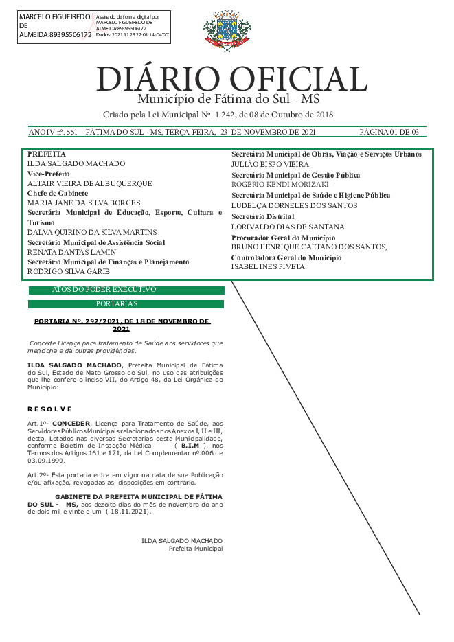 Diário Oficial - Edição nº 551