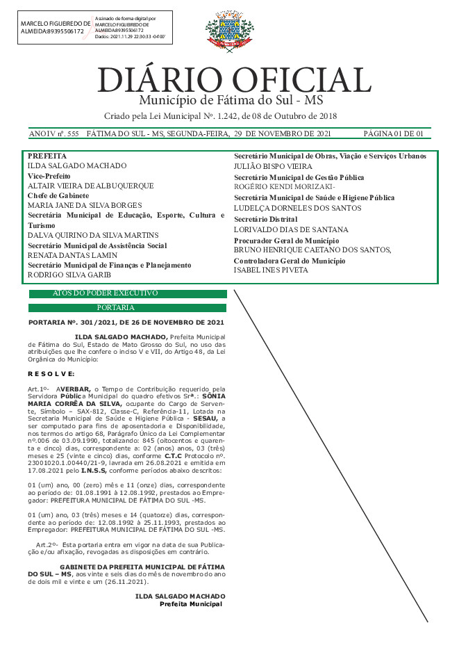 Diário Oficial - Edição nº 555