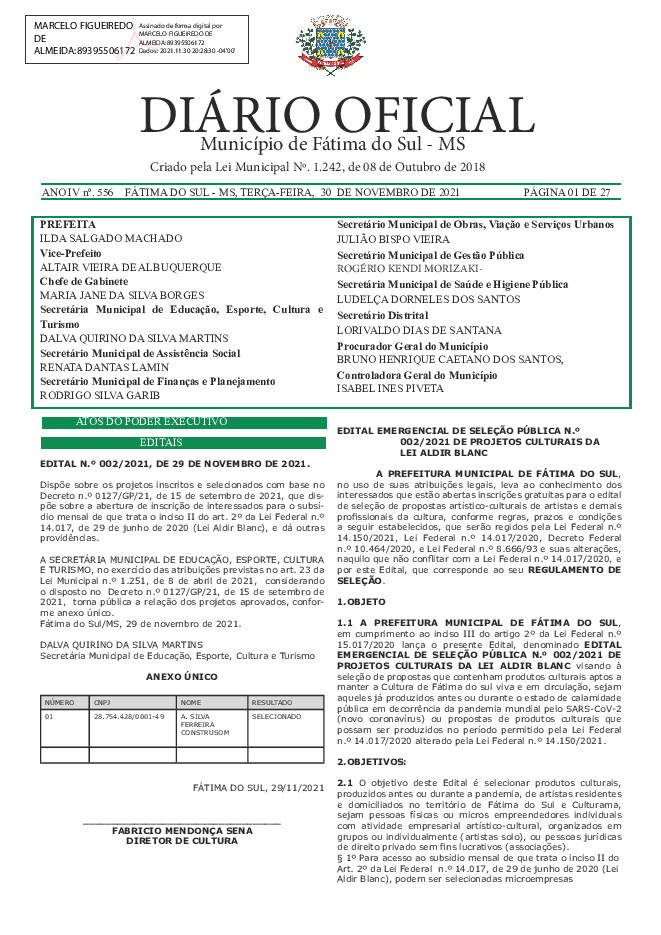 Diário Oficial - Edição nº 556